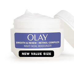 Olay Smooth & Renew Retinol Face Moisturizer, 2 oz Fragrance Free Night Cream for Fine Lines and Wrinkles with Retinoid Complex, Recyclable Eco Jar Packaging, Value Size