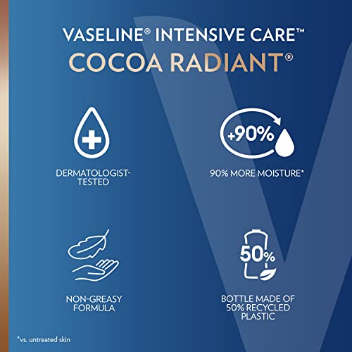 Vaseline Intensive Care Body Lotion for Dry Skin Cocoa Radiant Lotion Made with Ultra-Hydrating Lipids and Pure Cocoa Butter for a Long-Lasting, Radiant Glow 20.3 oz, Pack of 3