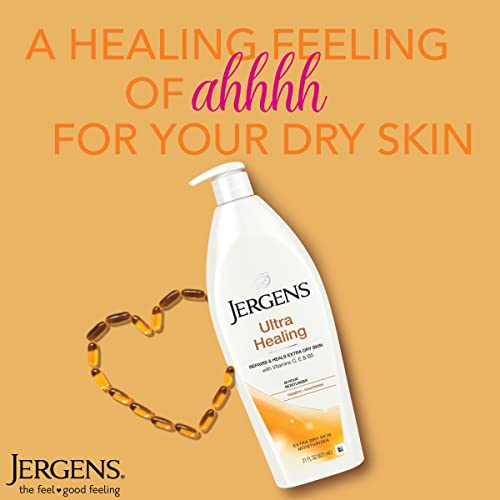 Jergens Ultra Healing Dry Skin Lotion, Hand and Body Moisturizer for Quick Absorption into Extra Dry Skin with Hydralucence Blend, Vitamins C, E and B5, White, 21 Oz, 3 Count