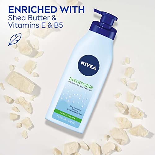 NIVEA Breathable Nourishing Body Lotion Fresh Fusion - No Sticky Feel, Dry To Very Dry Skin, 13.5 Ounce