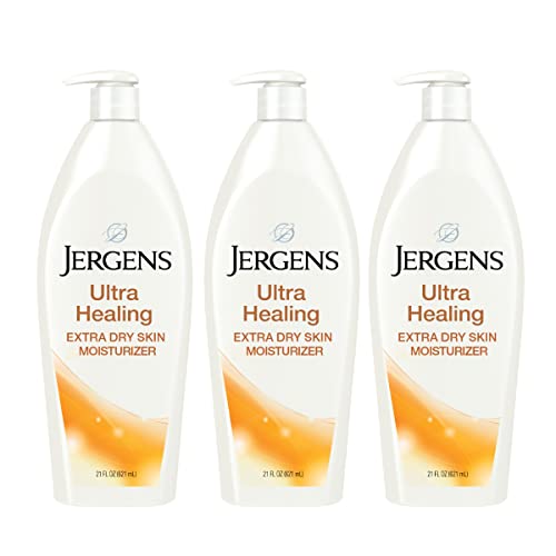 Jergens Ultra Healing Dry Skin Lotion, Hand and Body Moisturizer for Quick Absorption into Extra Dry Skin with Hydralucence Blend, Vitamins C, E and B5, White, 21 Oz, 3 Count