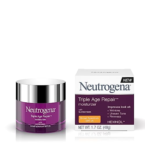 Neutrogena Triple Age Repair Anti-Aging Daily Facial Moisturizer with SPF 25 Sunscreen & Vitamin C, Firming Anti-Wrinkle Face & Neck Cream for Dark Spots, Glycerin & Shea Butter, 1.7 oz