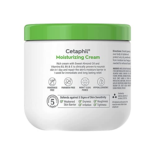 Cetaphil Body Moisturizer, Hydrating Moisturizing Cream for Dry to Very Dry, Sensitive Skin, NEW 20 oz, Fragrance Free, Non-Comedogenic, Non-Greasy