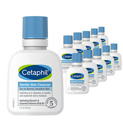 Cetaphil Face Wash, Hydrating Gentle Skin Cleanser for Dry to Normal Sensitive Skin, NEW 2 oz 12 Pack, Fragrance Free, Soap Free and Non-Foaming