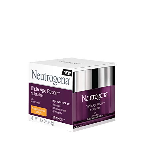 Neutrogena Triple Age Repair Anti-Aging Daily Facial Moisturizer with SPF 25 Sunscreen & Vitamin C, Firming Anti-Wrinkle Face & Neck Cream for Dark Spots, Glycerin & Shea Butter, 1.7 oz