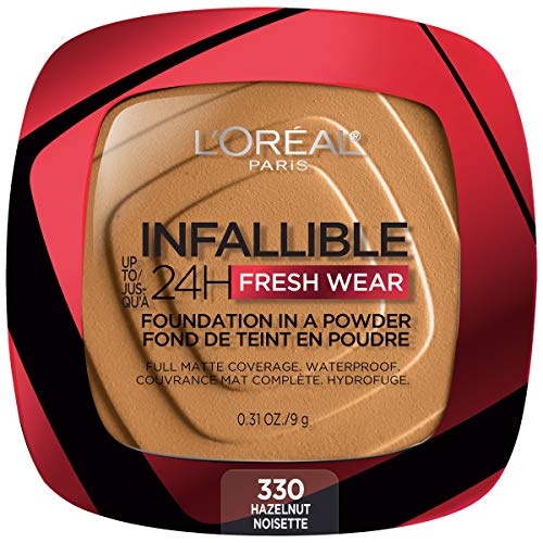 L’Oréal Paris Makeup Infallible Fresh Wear Foundation in a Powder, Up to 24H Wear, Waterproof, Golden Beige, 0.31 oz.