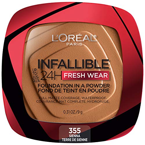 L’Oréal Paris Makeup Infallible Fresh Wear Foundation in a Powder, Up to 24H Wear, Waterproof, Golden Beige, 0.31 oz.