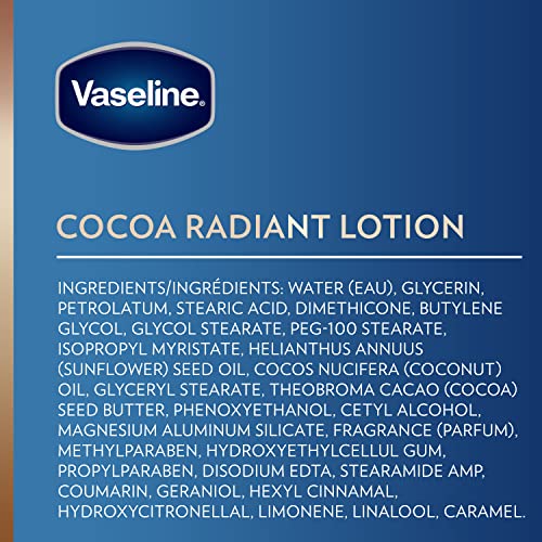 Vaseline Intensive Care Body Lotion for Dry Skin Cocoa Radiant Lotion Made with Ultra-Hydrating Lipids and Pure Cocoa Butter for a Long-Lasting, Radiant Glow 20.3 oz, Pack of 3