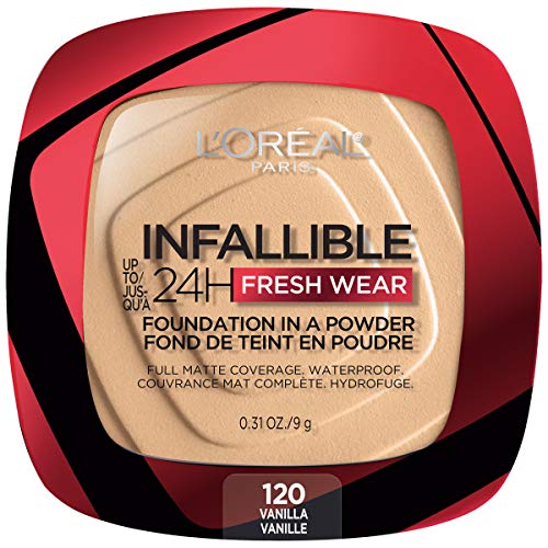 L’Oréal Paris Makeup Infallible Fresh Wear Foundation in a Powder, Up to 24H Wear, Waterproof, Golden Beige, 0.31 oz.