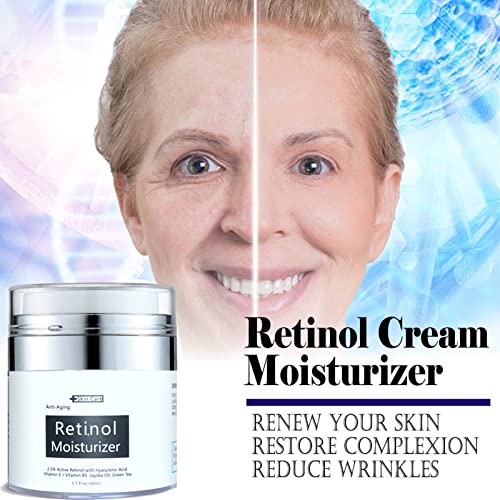 Anti-Aging Face Cream with Retinol & Hyaluronic Acid - Firming Facial Moisturizer for Wrinkles, Dark Spots, Fine Lines & Sun Damage - Premium Neck & Face Cream - 1.7 Fl Oz Hydrating Skin Moisturizer