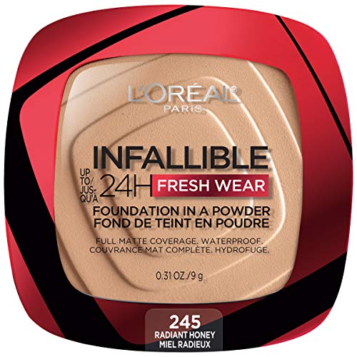 L’Oréal Paris Makeup Infallible Fresh Wear Foundation in a Powder, Up to 24H Wear, Waterproof, Golden Beige, 0.31 oz.