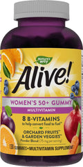 Nature's Way Alive! Women’s 50+ Daily Gummy Multivitamins, Supports Multiple Body Systems*, Supports Cellular Energy*, B-Vitamins, Gluten-Free, Vegetarian, Mixed Berry Flavored, 130 Gummies