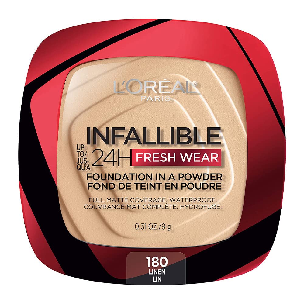 L’Oréal Paris Makeup Infallible Fresh Wear Foundation in a Powder, Up to 24H Wear, Waterproof, Golden Beige, 0.31 oz.