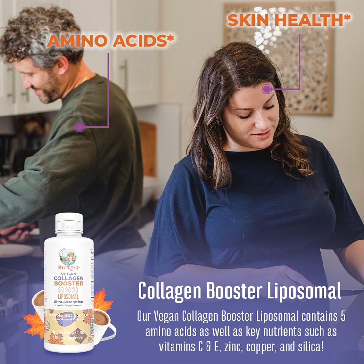 Collagen Booster Liposomal & USDA Organic Vitamin A Liquid Drops Bundle by MaryRuth's | Vitamin C, Vitamin E, Zinc, Copper & Silica | Skin Care & Joint Support Supplement | Immune Support, Eye Health.