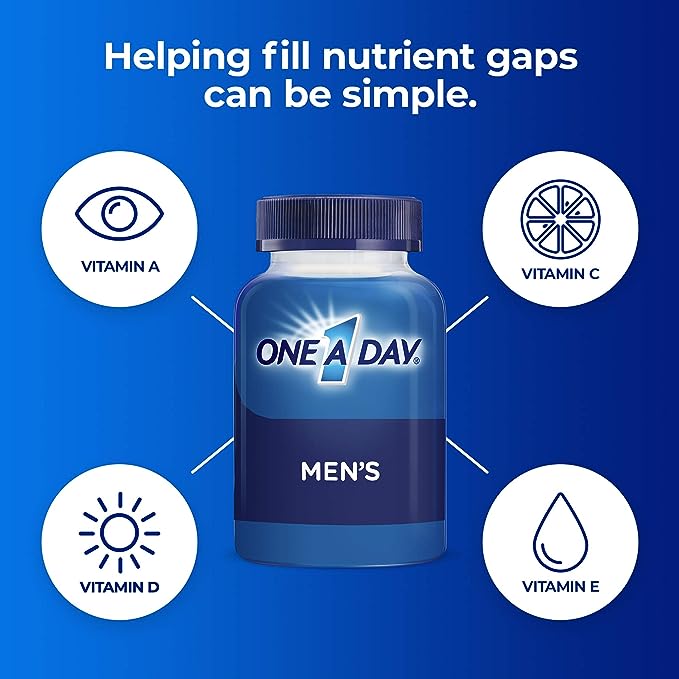 One A Day Men’s Multivitamin, Supplement Tablet with Vitamin A, Vitamin C, Vitamin D, Vitamin E and Zinc for Immune Health Support, B12, Calcium & more, 200 count