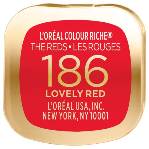 L’Oréal Paris Makeup Colour Riche Red Lipstick, Long Lasting, Satin Finish Smudge Proof Lipstick with Hydrating Argan Oil & Vitamin E, Lovely Red, 0.13 Oz